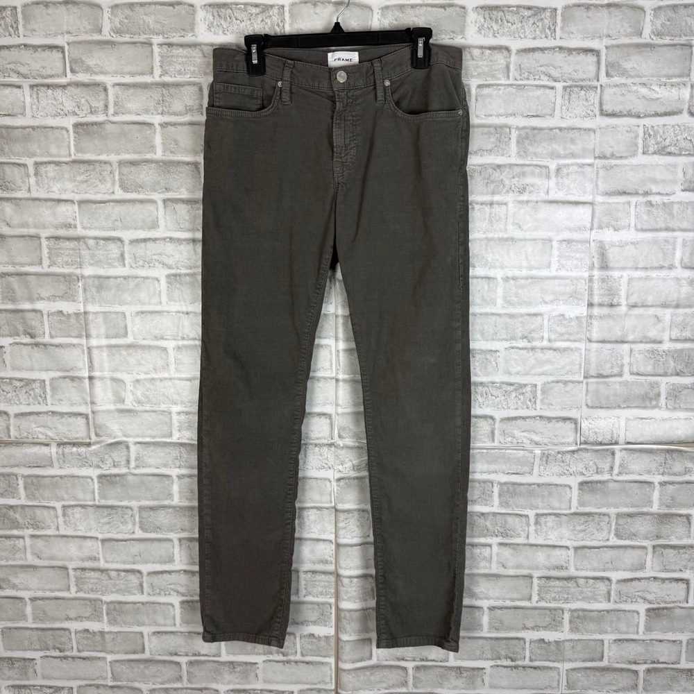 FRAME L'Homme Slim Corduroy Pants Savile Grey Mens 31 x 32 Stretch Trousers